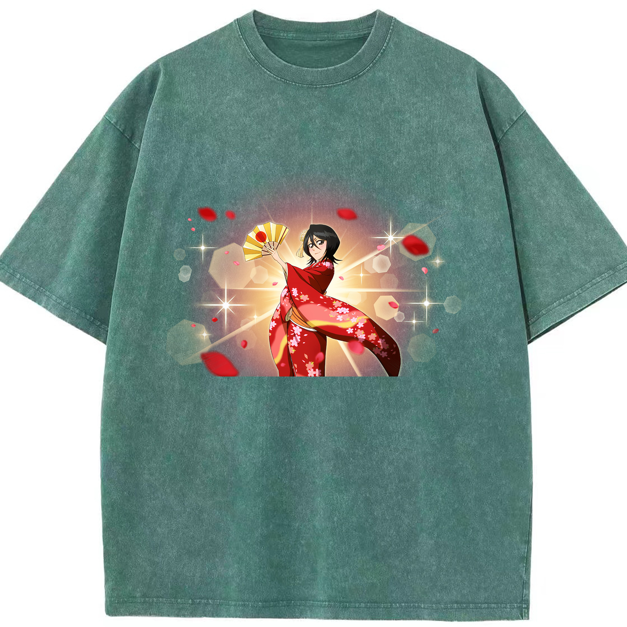 （画像用） ブリーチ 朽木ルキア BLEACH Kuchiki Rukia 綿100% ヴィンテージ風 半袖Tシャツ（フロントプリント）